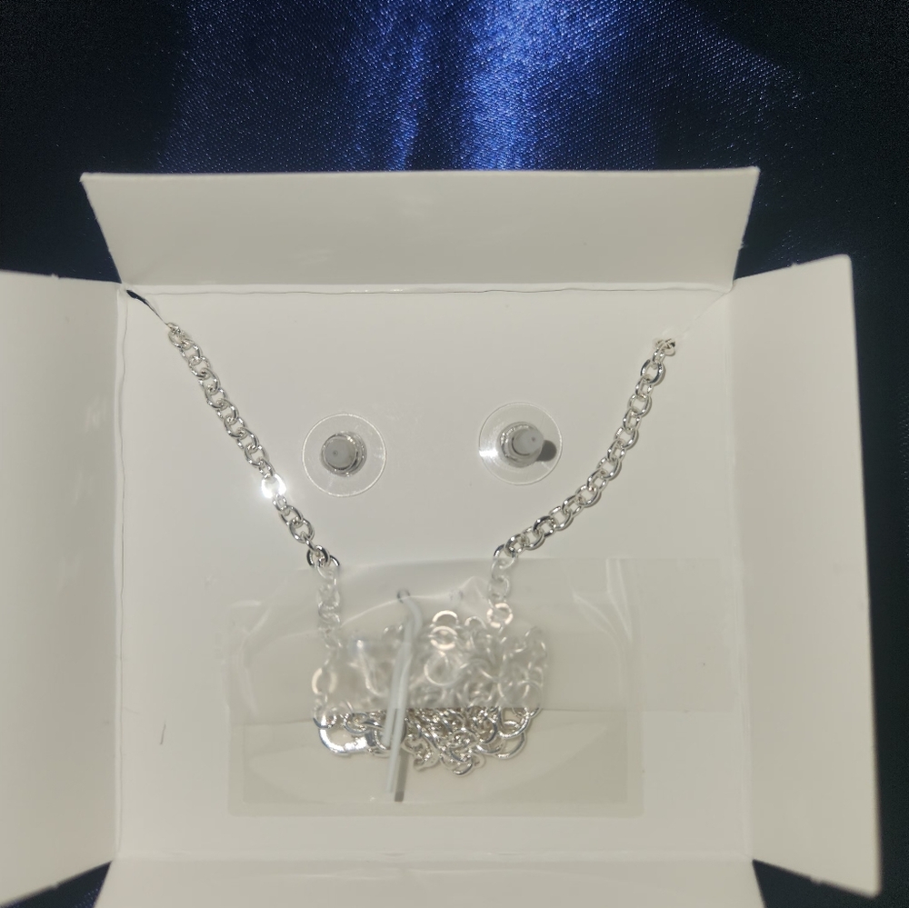 Anne AK Klein Elegant Silver Jewelry Earring/Necklace Set - Picture 14 of 14
